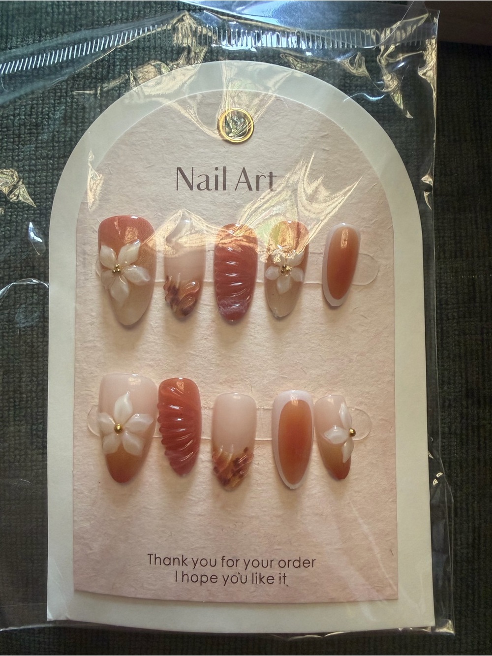 Peach Floral Press-On Nail Set